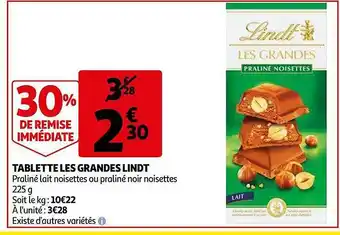 Auchan Tablette Les Grandes Lindt offre