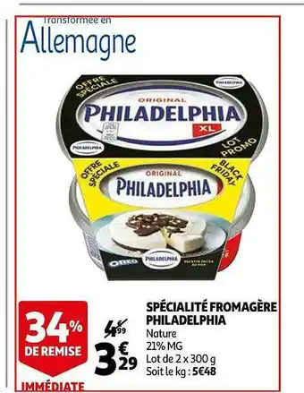 Auchan Spécialité Fromagère Philadelphia offre