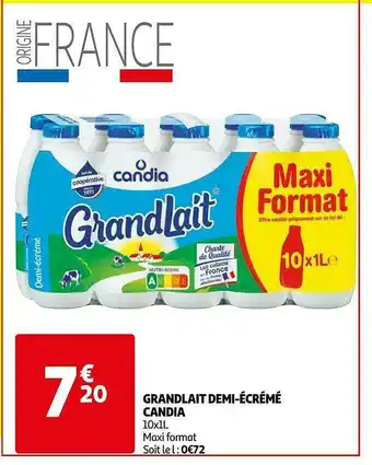 Auchan Grandlait Demi-écrémé Candia offre