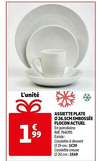 Auchan Assiette Plate ø 26,5 Cm Embossée Flocon Actuel offre