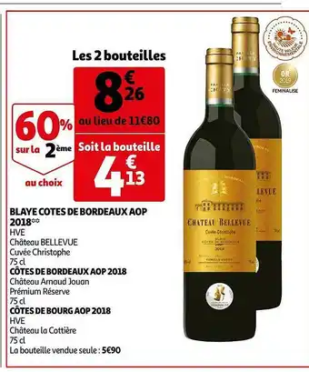 Auchan Blaye Côtes De Bordeaux Aop 2018, Côtes De Bordeaux Aop 2018, Côtes De Bourg Aop 2018 offre