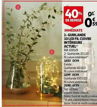Auchan Guirlande 10 Led Fil Cuivre Intérieur Actuel offre