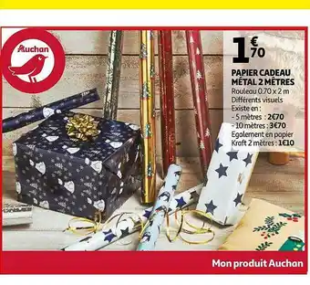 Auchan Papier Cadeau Métal 2 Mètres offre