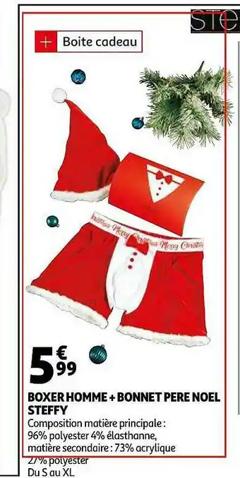 Auchan Boxer Homme + Bonnet Père Noël Steffy offre