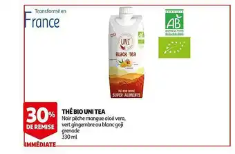 Auchan Thé Bio Uni Tea offre