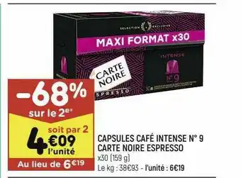 Capsules Café Intense N°9 Carte Noire Espresso