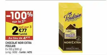 Leader Price Chocolat Noir Extra Poulain offre
