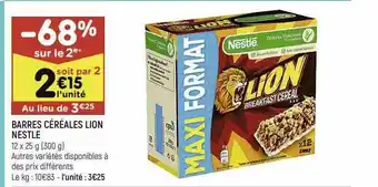 Leader Price Barres Céréales Lion Nestlé offre