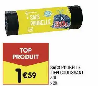 Leader Price Sacs Poubelle Lien Coulissant 30l offre