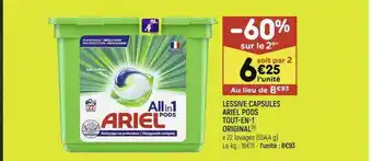 Leader Price Lessive Capsules Ariel Pods Tout-en-1 Original offre