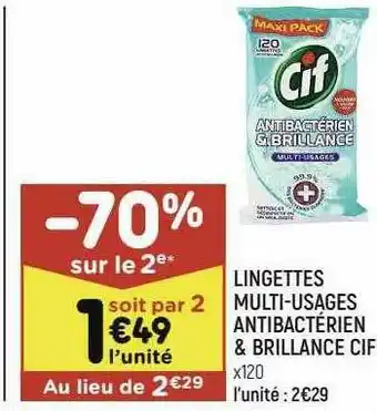 Lingettes Multi-usages Antibactérien & Brillance Cif