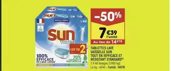 Leader Price Tablettes Lave Vaisselle Sun Tout En 1 Efficace Et Résistant Standard offre