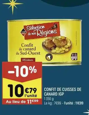 Leader Price Confit De Cuisses De Canard Igp offre