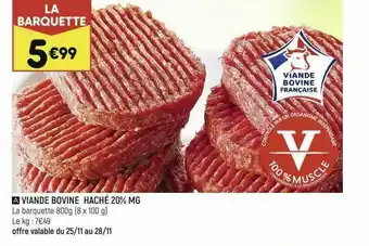 Leader Price Viande Bovine Haché 20% Mg offre