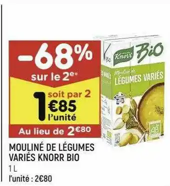 Leader Price Mouliné De Légumes Variés Knorr Bio offre