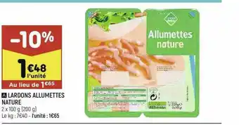 Leader Price Lardons Allumettes Nature offre