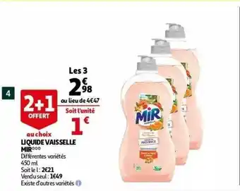 Auchan Liquide Vaisselle Mir offre