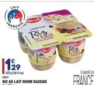 ALDI Riz Au Lait Rhum Raisins Ursi offre