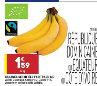 ALDI Bananes Certifiées Fairtrade Bio offre