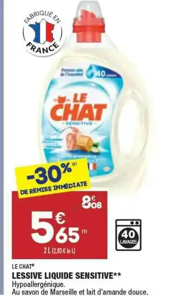 ALDI Lessive Liquide Sensitive Le Chat offre
