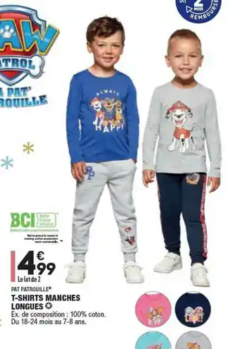 ALDI T-shirts Manches Longues Pat Patrouille offre