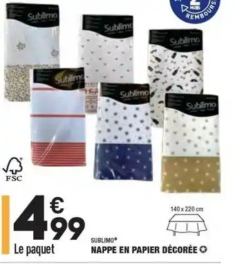 ALDI Nappe En Papier Décorée Sublimo offre