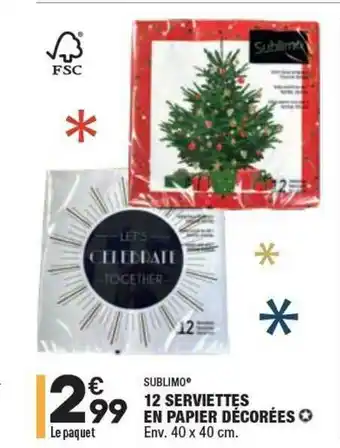 ALDI 12 Serviettes En Papier Décorées Sublimo offre