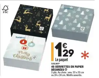 ALDI 40 Serviettes En Papier Décorées Sublimo offre