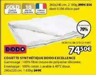 JYSK Couette Synthétique Dodo Excellence offre