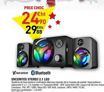 Hyperburo Enceintes Stereo 2.1 Led Vakoss offre