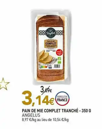 naturéO Pain De Mie Complets Tranché Angelus - 350 G offre