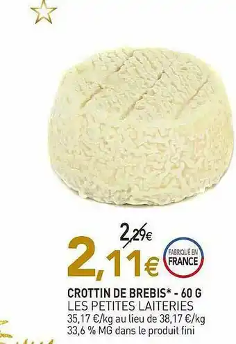 naturéO Crottin De Brebis Les Petites Laiteries - 60 G offre