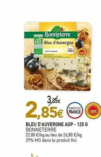 naturéO Bleu D'auvergne Aop - 125 G Bonneterre offre