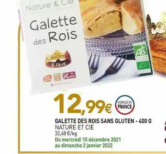 naturéO Galette Des Rois Sans Gluten Nature Et Cie - 400 G offre