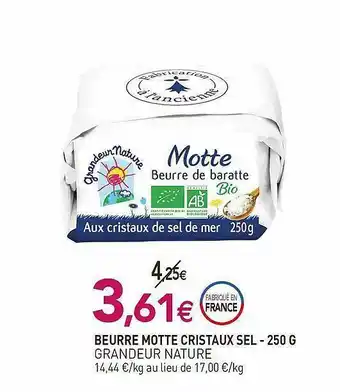 naturéO Beurre Motte Cristaux Sel Grandeur Nature - 250 G offre