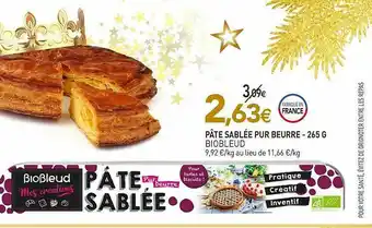 naturéO Pâte Sablée Pur Beurre Biobleud - 265 G offre