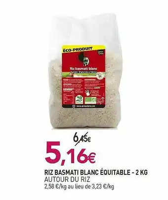 naturéO Riz Basmati Blanc équitable Autour Du Riz - 2 Kg offre