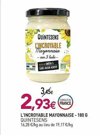 naturéO L'incroyable Mayonnaise Quintesens - 180 G offre