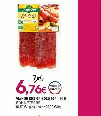 naturéO Viande Des Grisons Igp Benneterre - 80 G offre