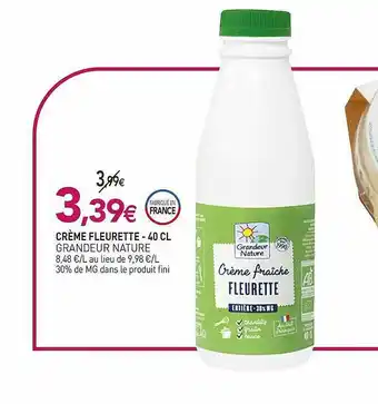 naturéO Crème Fleurette Grandeur Nature - 40 Cl offre