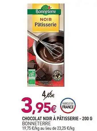 naturéO Chocolat Noir à Pâtisserie Bonneterre - 200 G offre