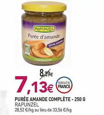 naturéO Purée Amande Complète Rapunzel - 250 G offre