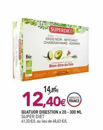 naturéO Quatuor Digestion X20 Super Diet - 300 Ml offre