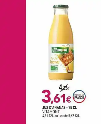 naturéO Jus D'ananas Vitamont - 75 Cl offre