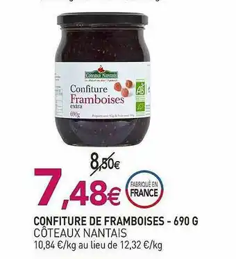 naturéO Confiture De Framboises Côteaux Nantais - 690 G offre