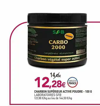 naturéO Charbon Supérieur Active Poudre Laboratoires Sfb - 100 G offre