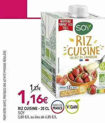 naturéO Riz Cuisine Soy 20 Cl offre
