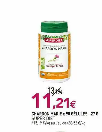 naturéO Chardon Marie X90 Gélules Super Diet - 27 G offre
