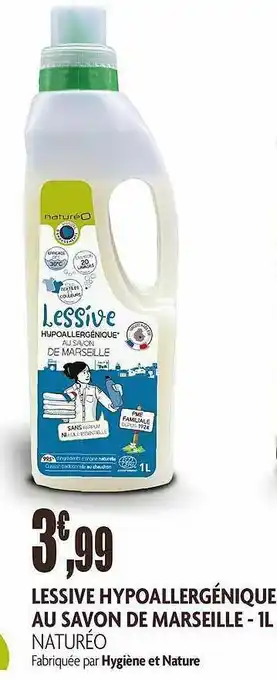 naturéO Lessive Hypoallergénique Au Savon De Marseille Naturéo - 1l offre