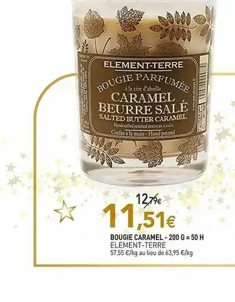 naturéO Bougie Caramel - 200 G = 50 H élément-terre offre
